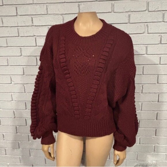 Anthropologie Sweaters - Anthropologie Women's‎ Chunky Knit Burgundy Sweater - Size XL